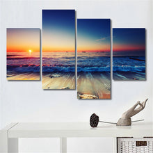 Load image into Gallery viewer, 4 Panels Beach Sunset Canvas Printed Paintings Sea Seascape