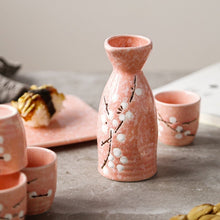 Load image into Gallery viewer, Plum Blossom Sake Cup Set - 7 pcs flowers Sake Set with Warmer