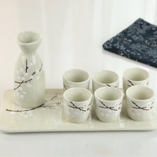 Load image into Gallery viewer, Plum Blossom Sake Cup Set - 7 pcs flowers Sake Set with Warmer