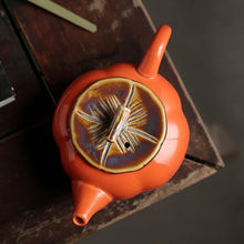 Load image into Gallery viewer, Traditional Chinese Tea Set- Ceramic Red Persimmon Tea Set with cups and Tea Plant Canister