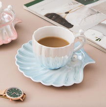 Load image into Gallery viewer, Nordic Pearl Glaze irregular Shell Form Coffee Cup Set