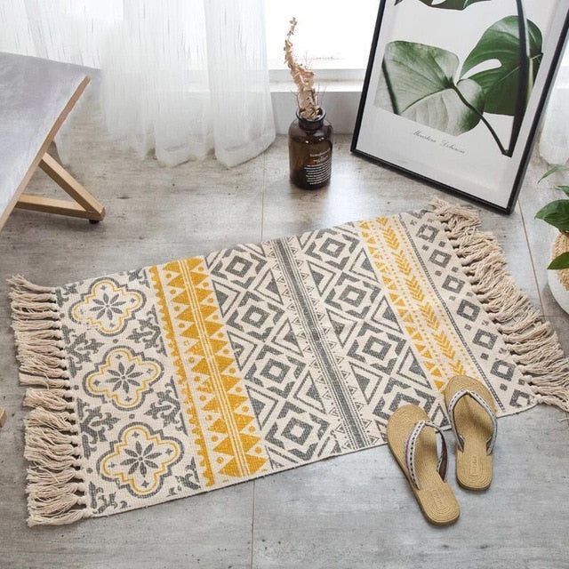 Morocco Cotton Hand Woven Printed Area Rugs