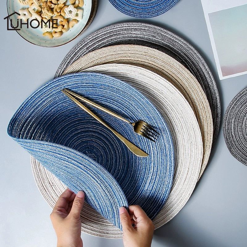 6pcs/set Round Linen Non Slip Table Mats  HOME ART LOVERS