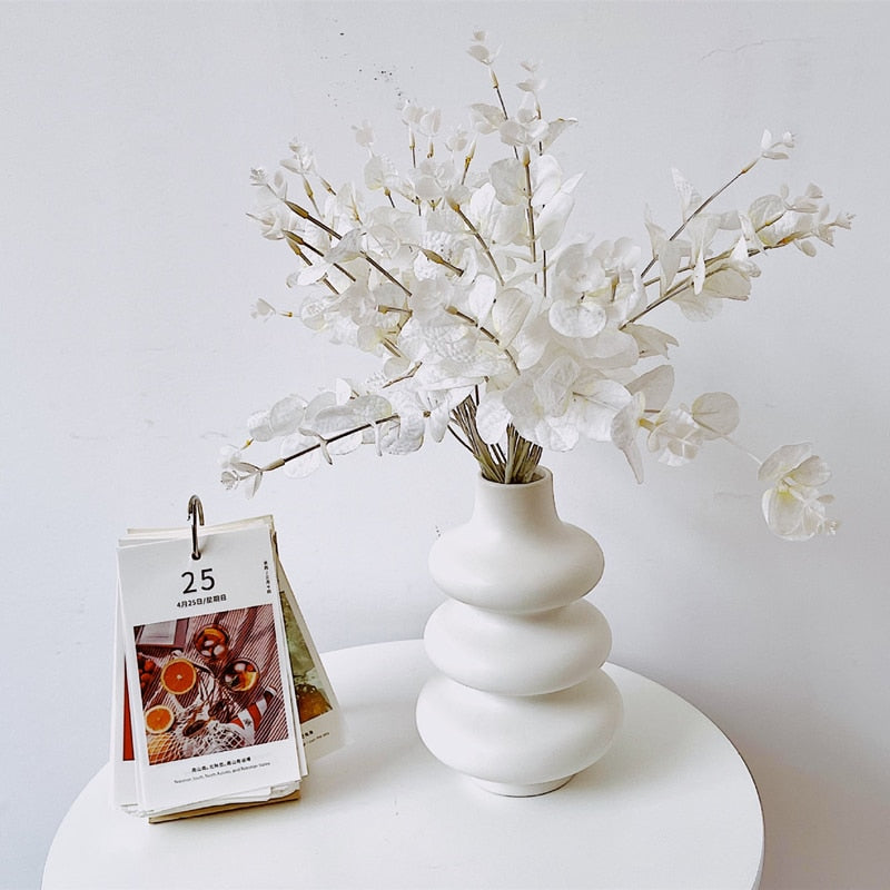 Nordic White Geometric Ceramic Flower Vase