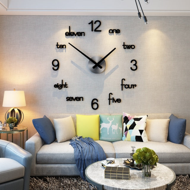 DIY Large Silent Black Hanging Wall Clock