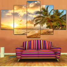 Load image into Gallery viewer, Palm Trees Sea Sunset Landscape
