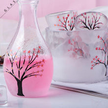 Load image into Gallery viewer, Japanese Glass Sake Cup Set with Warmer- Sakura Glass Sake set- 6 pcs Sake set- Glass classic Sake Set
