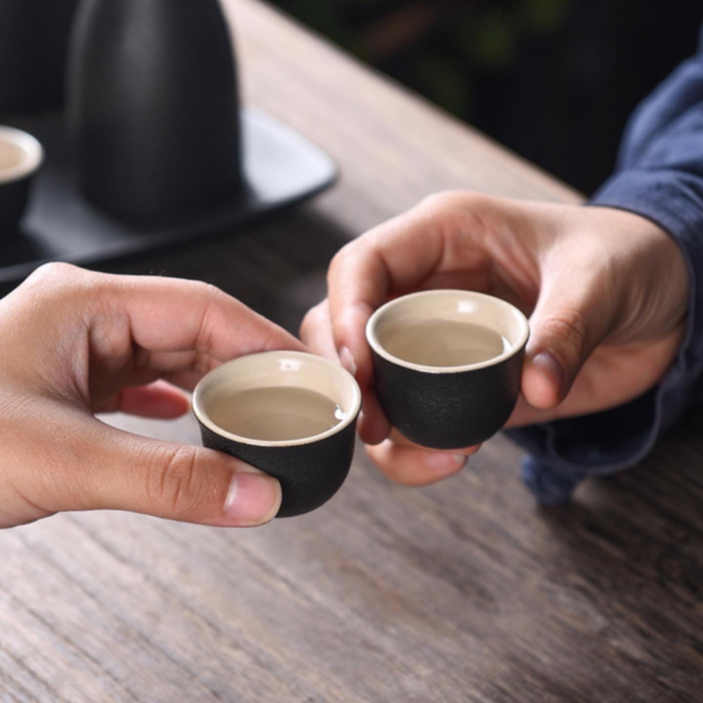 Sake Cap Japanese Sake Cup Set with Warmer- Mini Ceramic Sake set- 9 pcs Sake s ...