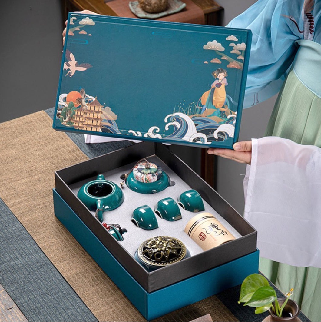 Traditional Chinese Tea Set - 7 Pcs Traditional Chinese Styles Gift Box Chinese Tea Set- Perfect Gift for Tea Lovers