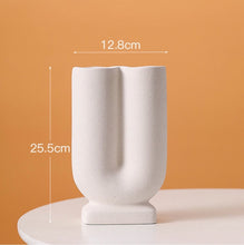 Load image into Gallery viewer, U-Shape Plain White Nordic Style Ceramics vase
