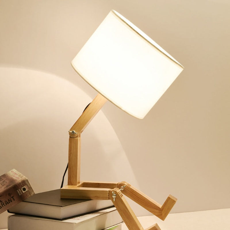 Robot Shape Wooden Table Lamp