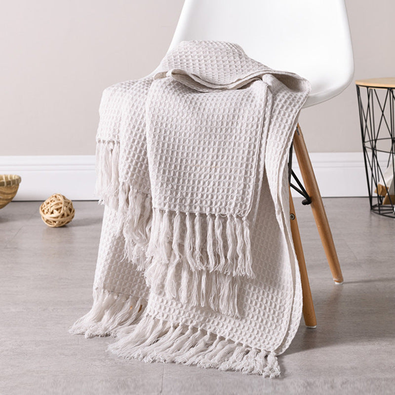 Plain knitted wool blanket