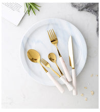 Load image into Gallery viewer, Marble Ceramic Dinner Cutlery Set
