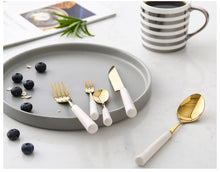 Load image into Gallery viewer, Marble Ceramic Dinner Cutlery Set
