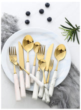 Load image into Gallery viewer, Marble Ceramic Dinner Cutlery Set

