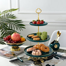 Load image into Gallery viewer, Green Ceramic Cake Fruit Plate Candy Dish 1 Or 3 Layer
