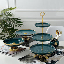 Load image into Gallery viewer, Green Ceramic Cake Fruit Plate Candy Dish 1 Or 3 Layer
