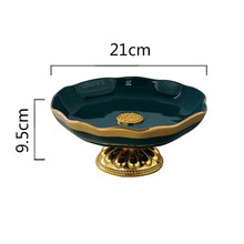 Load image into Gallery viewer, Green Ceramic Cake Fruit Plate Candy Dish 1 Or 3 Layer

