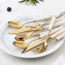 Load image into Gallery viewer, Marble Ceramic Dinner Cutlery Set
