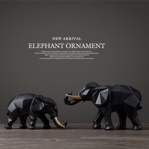 Elephant figurine 2 per set resin for tabletop decoration