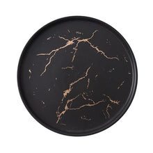Load image into Gallery viewer, Gold Black White Marble Ceramic Plate
