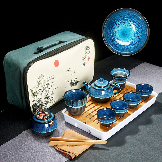 Blue Glaze Ceramic Tea Gift Set