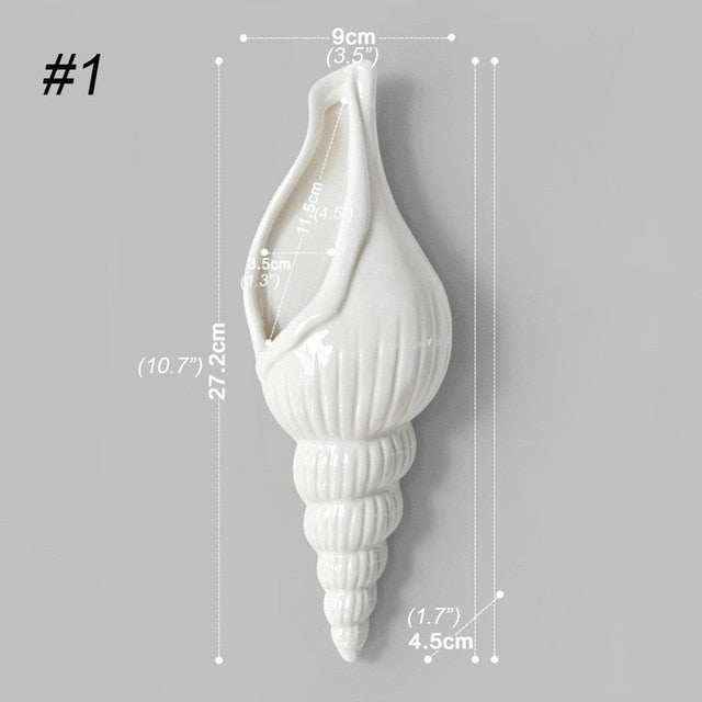 Modern White Ceramic Sea Shell Vase