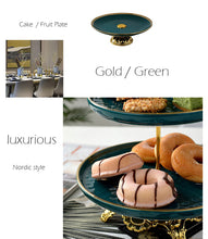 Load image into Gallery viewer, Green Ceramic Cake Fruit Plate Candy Dish 1 Or 3 Layer
