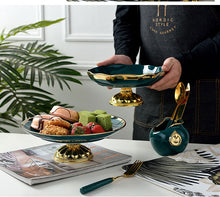 Load image into Gallery viewer, Green Ceramic Cake Fruit Plate Candy Dish 1 Or 3 Layer
