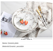 Load image into Gallery viewer, Gold Gilded Ceramic Marble pattern porcelain plate Set
