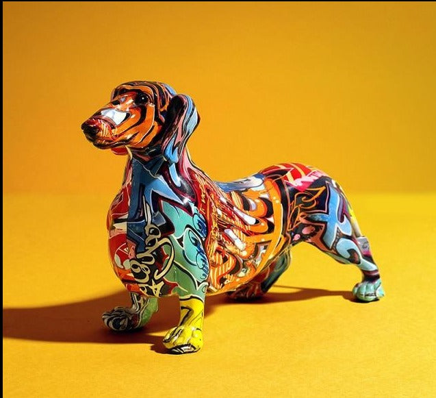 Creative Painted Colorful Dachshund Dog Decoration