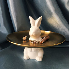 Load image into Gallery viewer, Iron plate with ceramics rabbit Porcelain cake plate
