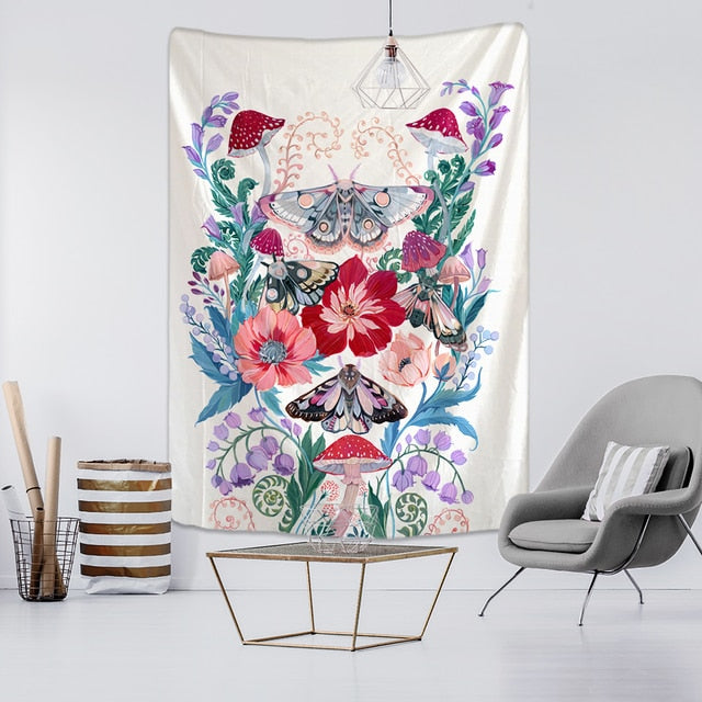 Nordic Psychedelic Butterfly Tapestry