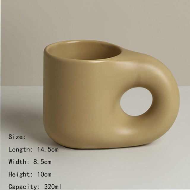 Nordic Ceramic Fat Handle Mug Set