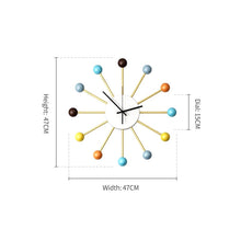 Load image into Gallery viewer, Nordic Wooden Balls Metal Clock
