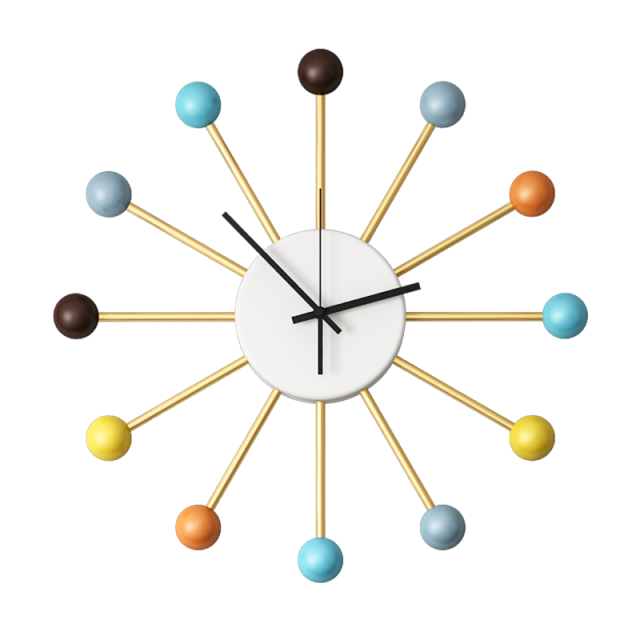 Nordic Wooden Balls Metal Clock