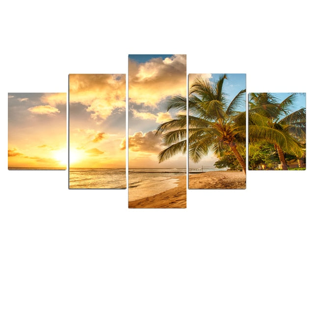 Palm Trees Sea Sunset Landscape